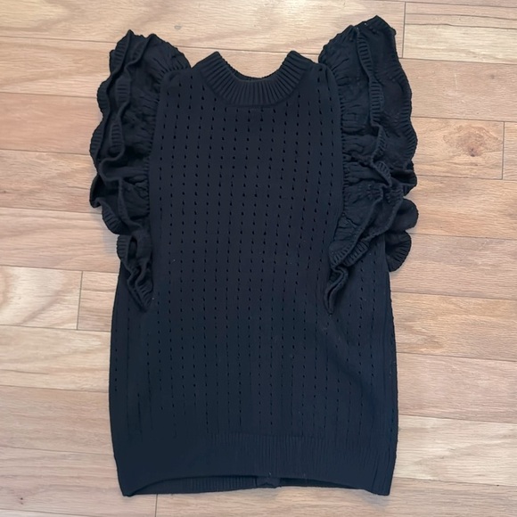 Who What Wear | Black | Back Button Up | Sleeveless Sweater | Ruffles | size S - Picture 1 of 5
